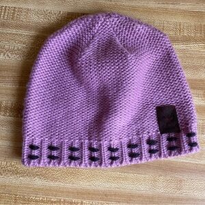 Timberland Kids Lavender Pink Contrast Brown Stitching Knit Beanie 50% Wool M/L